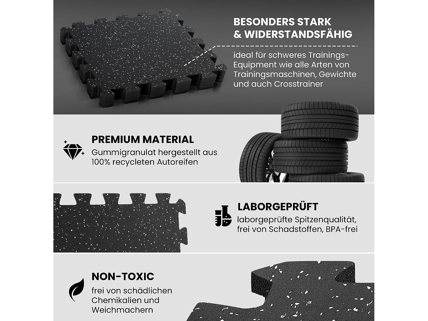 Schutzmatte Bodenschutzmatte Set 9 Stück: Gummi