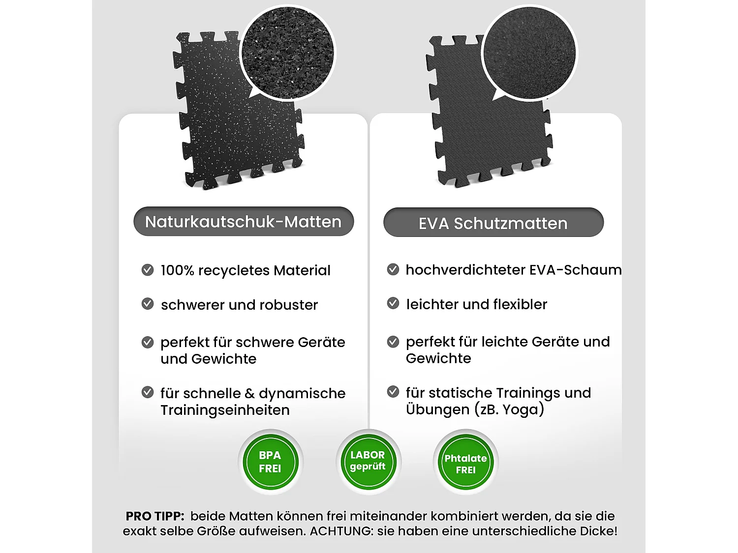 Schutzmatte Bodenschutzmatte Set 9 Stück: Gummi