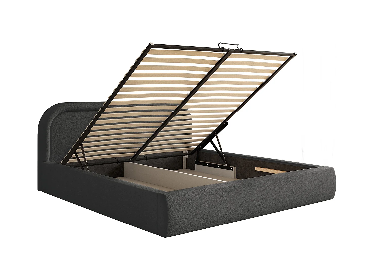 Opbergbed met hoofdeinde - 160x200 cm - grafietgrijs - RUVI