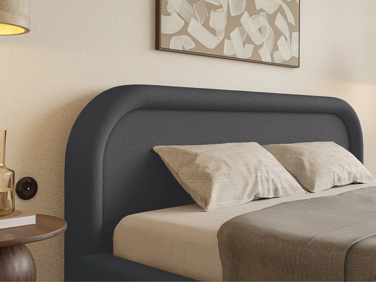 Opbergbed met hoofdeinde - 160x200 cm - grafietgrijs - RUVI