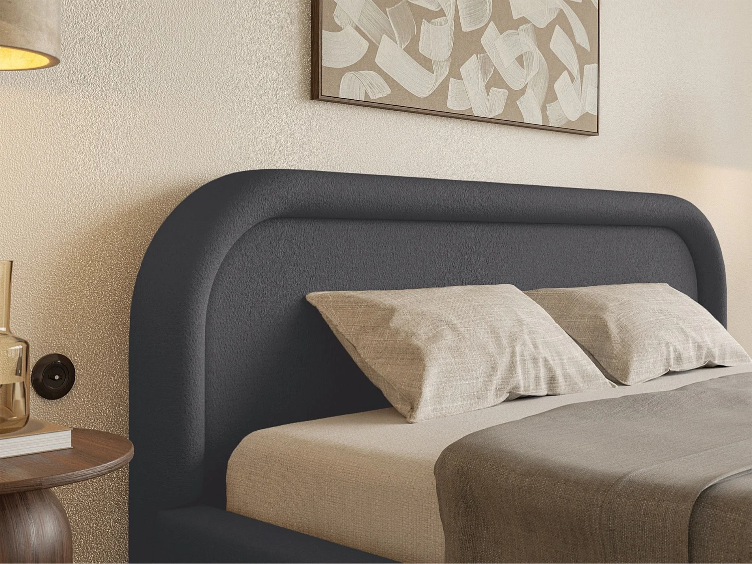 Opbergbed met hoofdeinde - 160x200 cm - grafietgrijs - RUVI