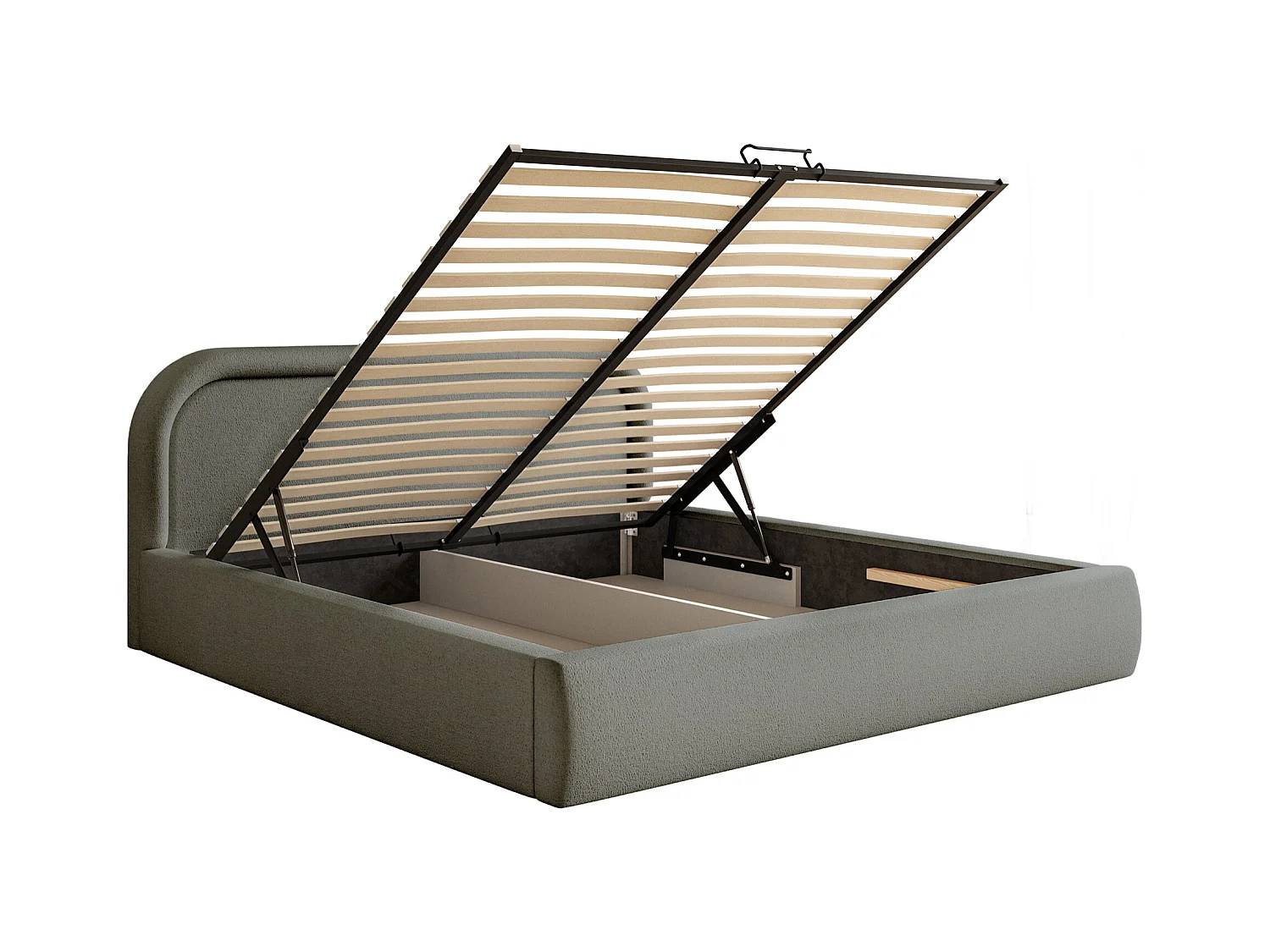 Opbergbed met hoofdeinde - 160x200 cm - grijs - RUVI