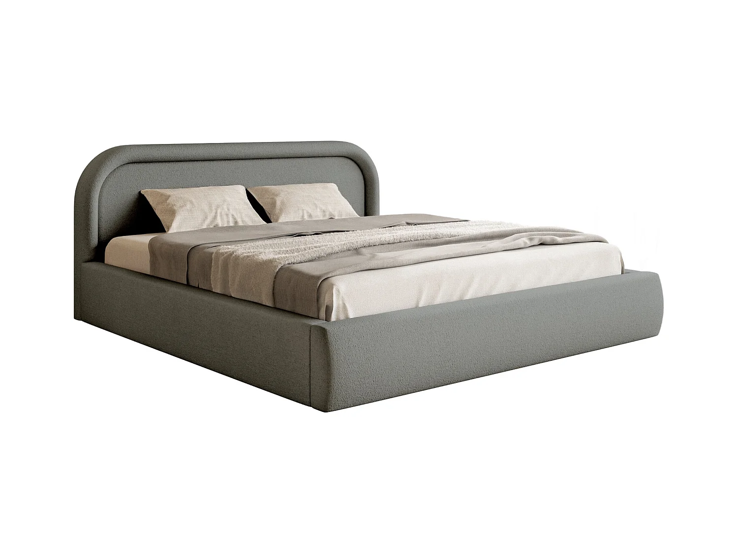 Opbergbed met hoofdeinde - 160x200 cm - grijs - RUVI
