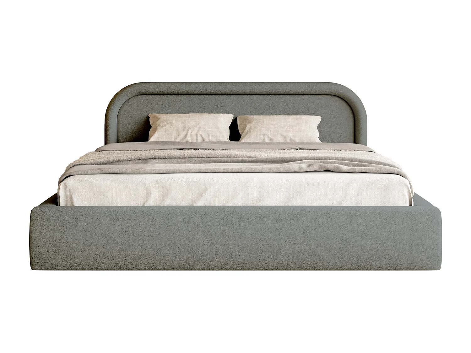 Opbergbed met hoofdeinde - 160x200 cm - grijs - RUVI