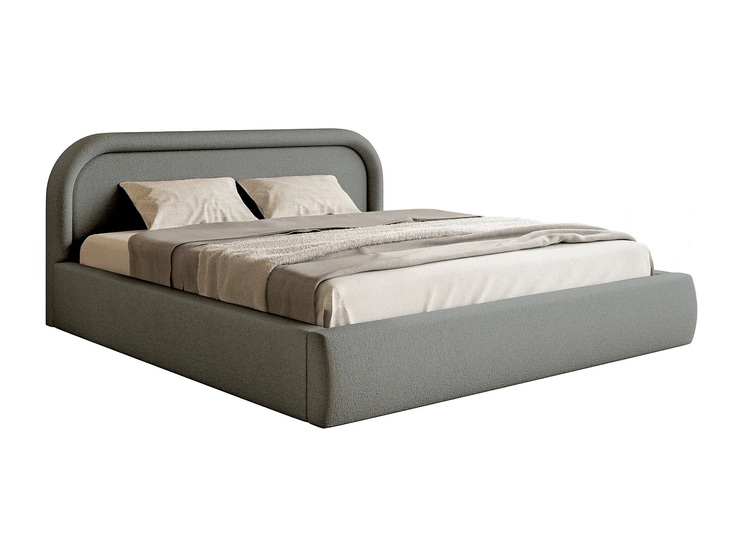 Lit coffre avec tête de lit - 160x200 cm - gris - RUVI