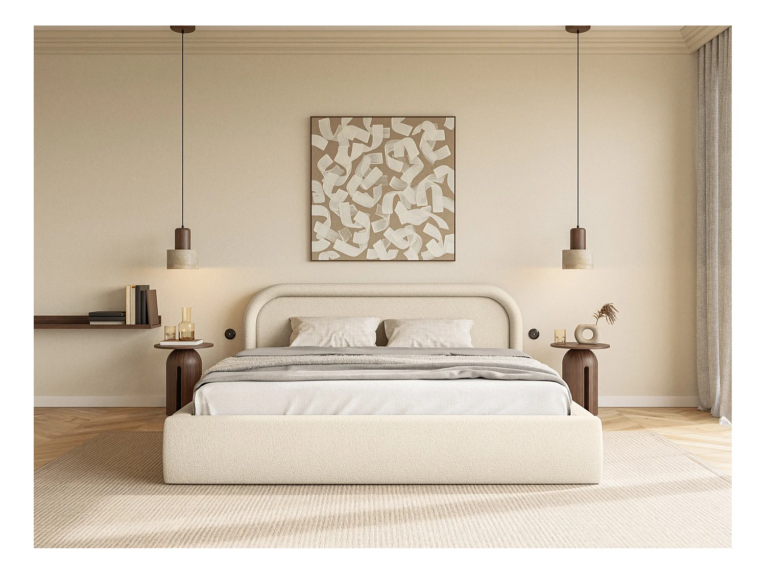 Polsterbett mit Lattenrost und Stauraum - Beige - 160x200 cm - RUVI