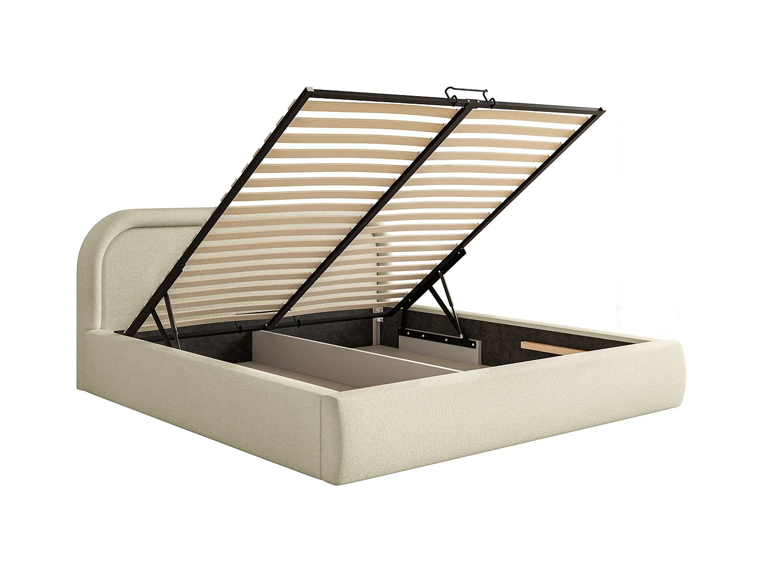 Polsterbett mit Lattenrost und Stauraum - Beige - 160x200 cm - RUVI