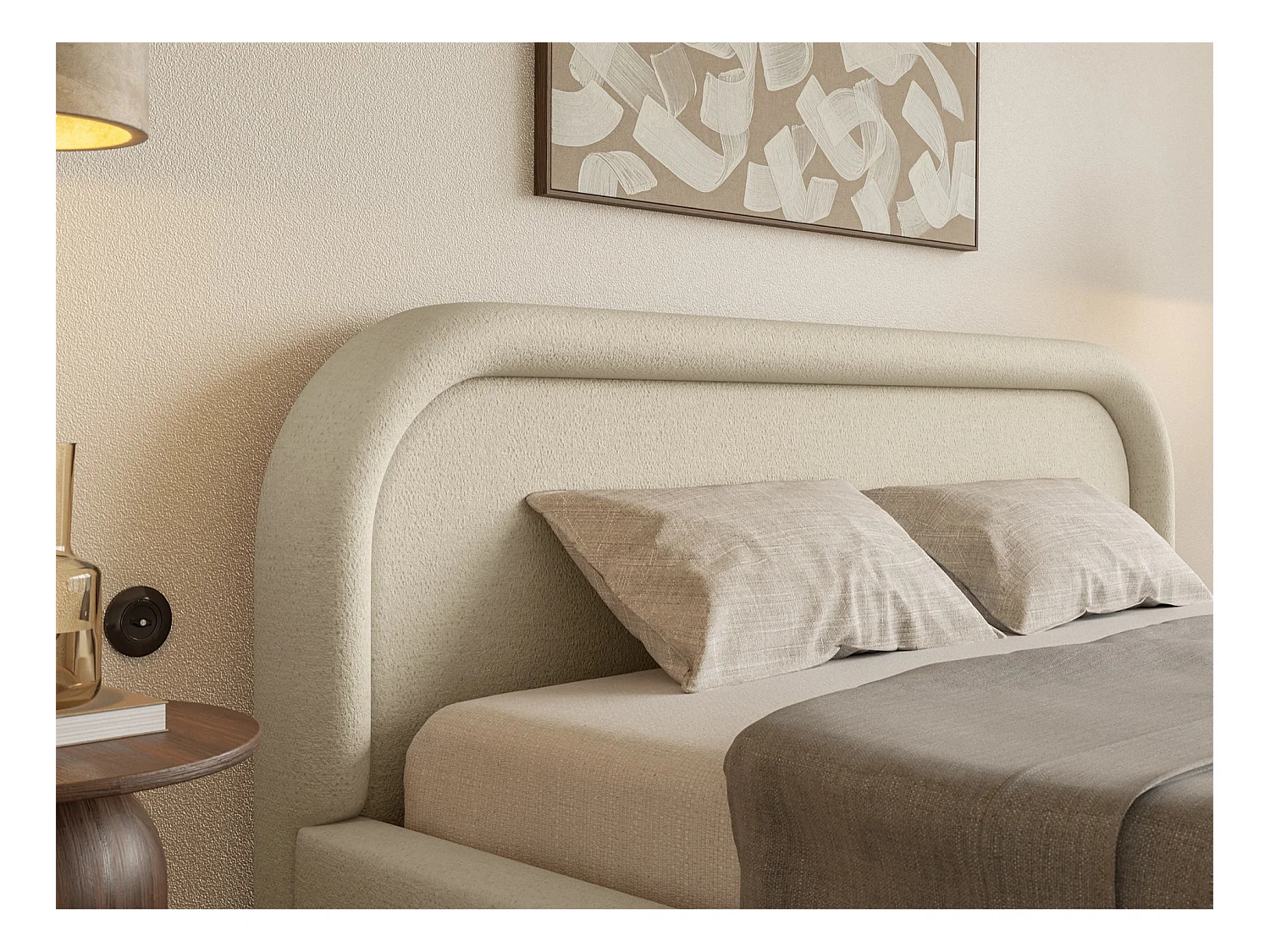 Polsterbett mit Lattenrost und Stauraum - Beige - 160x200 cm - RUVI