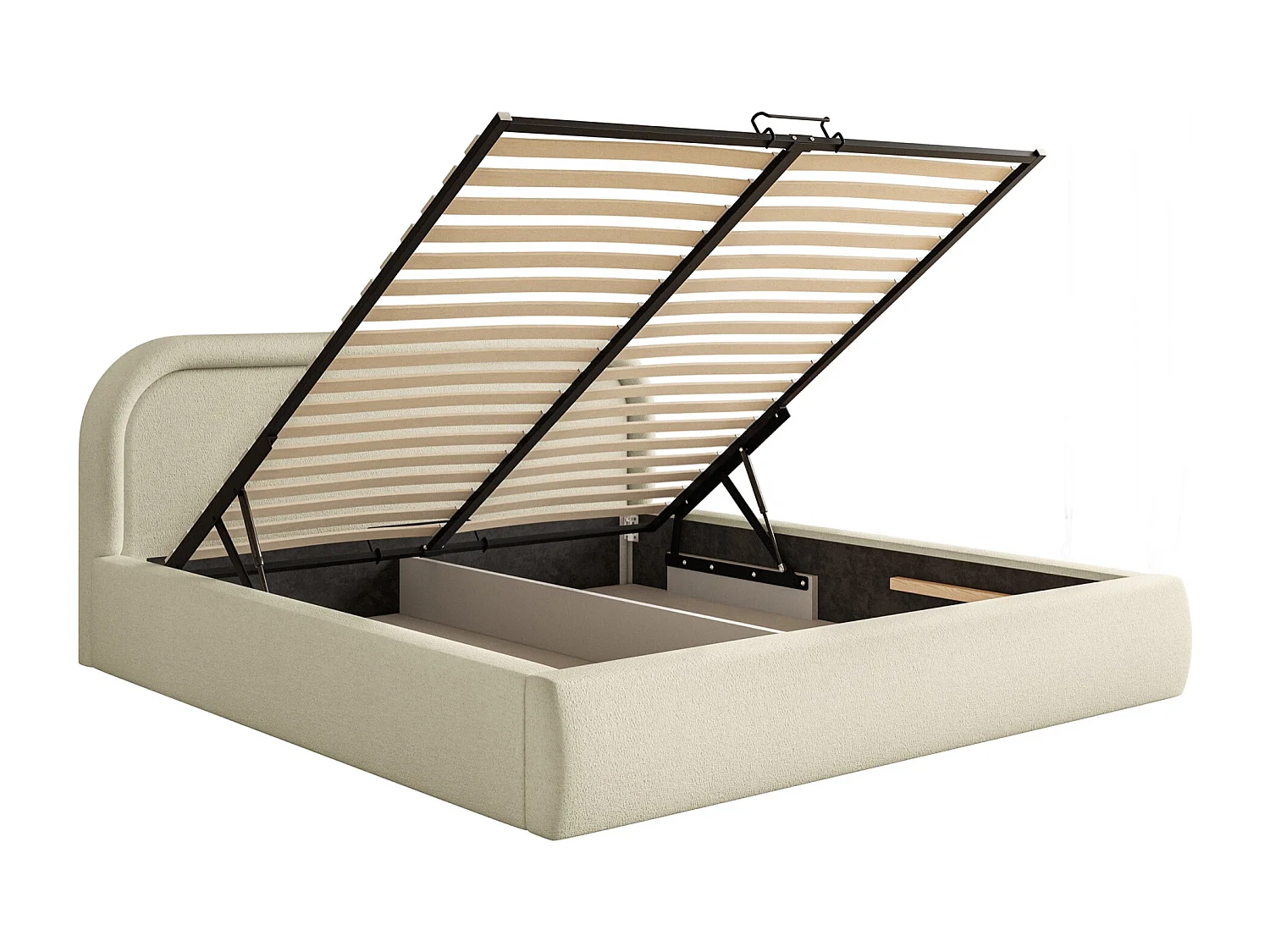 Opbergbed met hoofdeinde - 160x200 cm - beige - RUVI