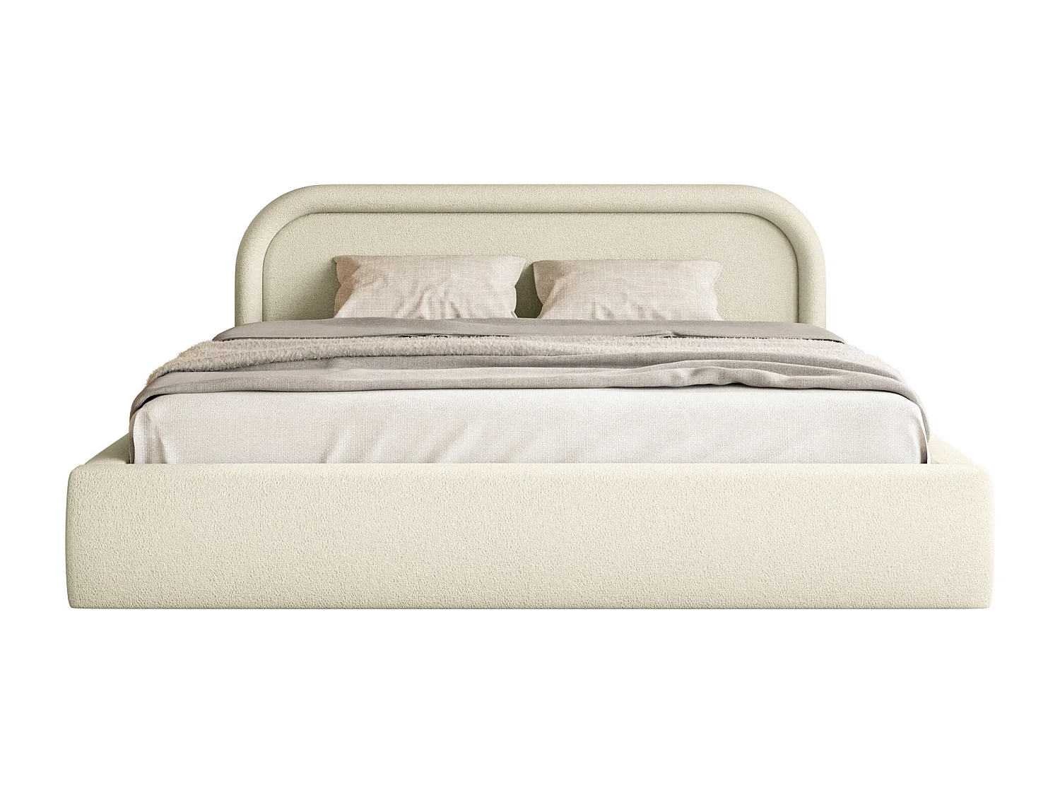 Opbergbed met hoofdeinde - 160x200 cm - beige - RUVI