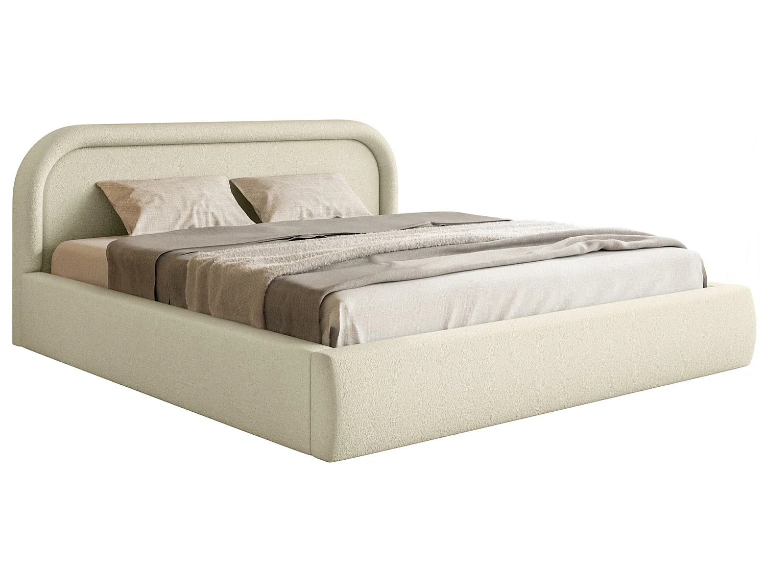 Opbergbed met hoofdeinde - 160x200 cm - beige - RUVI