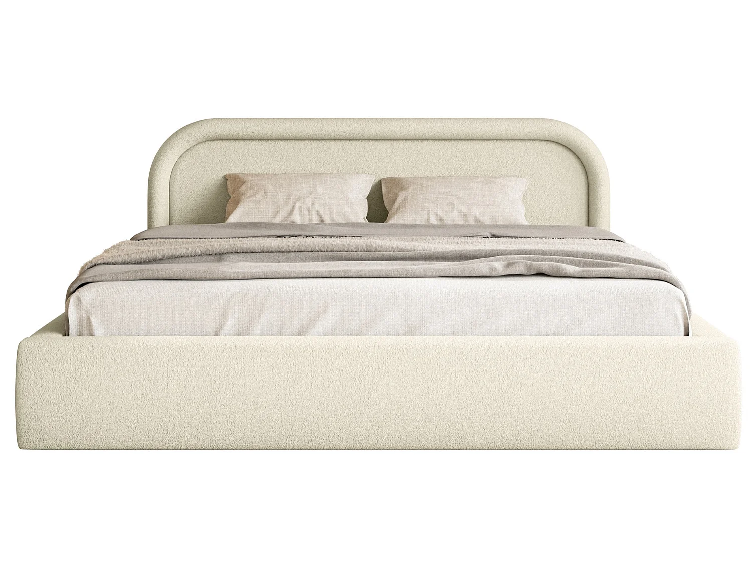 Opbergbed met hoofdeinde - 160x200 cm - beige - RUVI
