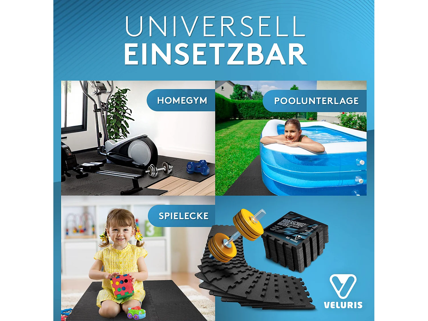 Veluris Bodenschutzmatte Fitness Matte [31x31cm] -