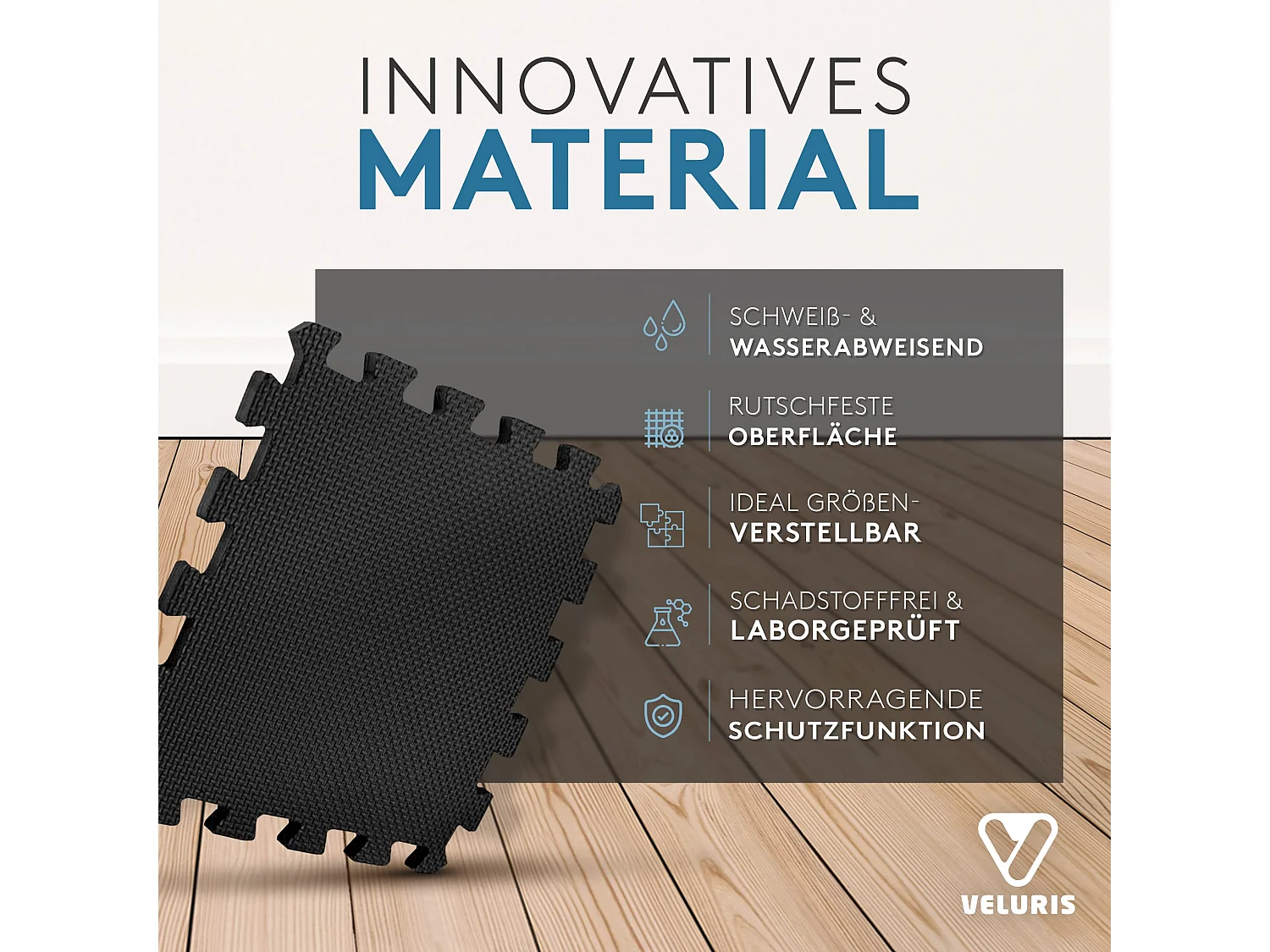 Veluris Bodenschutzmatte Fitness Matte [31x31cm] -
