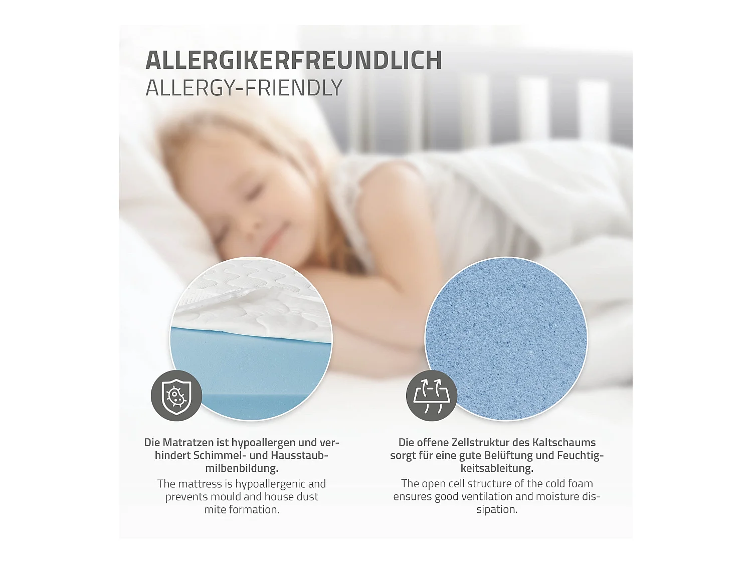 Lit d'enfants 90x200 cm gris clair style maison en bois de pin massif avec matelas H:16cm housse amovible sommier protection anti-chute filles garçons