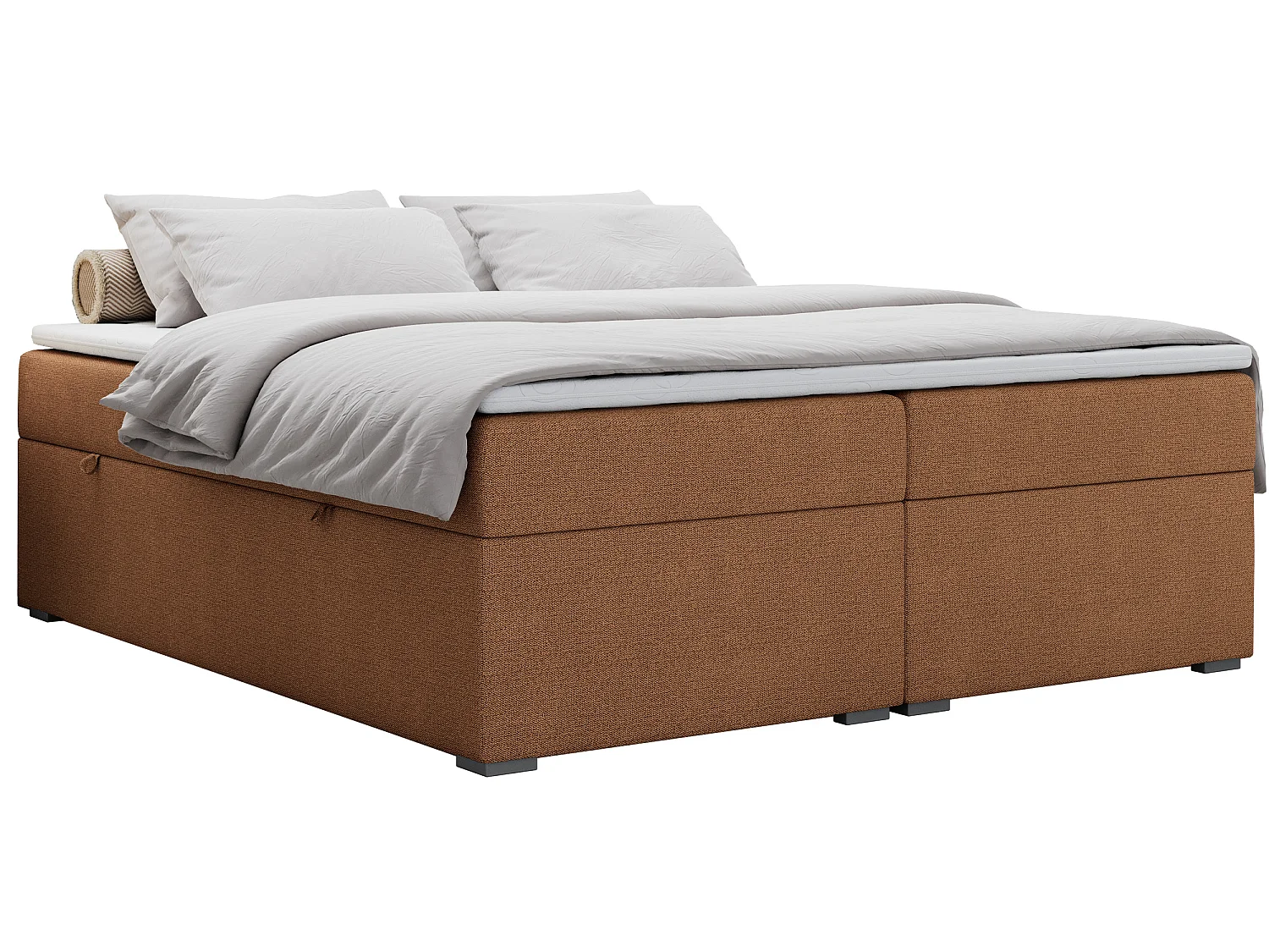 Boxspringbed met hoofdbord H4 + Topper T25 - Oranje Structuurstof - 160x200 - BESS