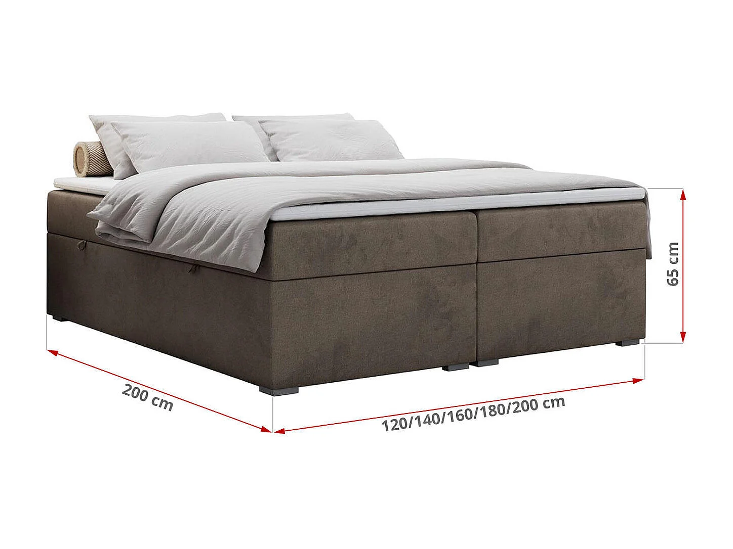 Boxspringbett BESS - Doppelbett mit Stauraum, Polsterbett, Multipocket-Matratzen und Topper - 200x200 cm - H4 - Braun Velvet