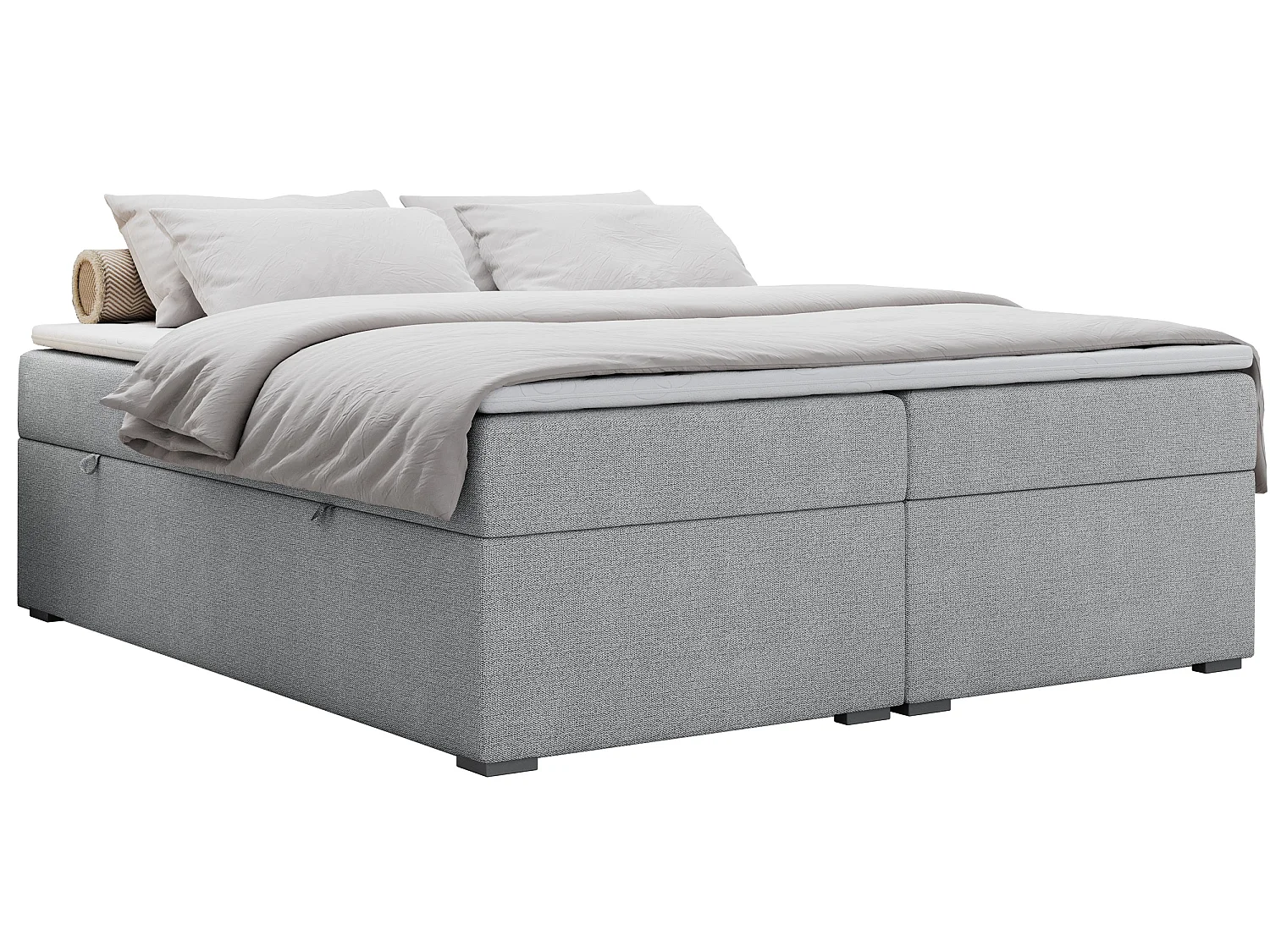 Boxspringbed met hoofdbord H3 + Topper T25 - Lichtgrijs Structuurstof - 180x200 - BESS