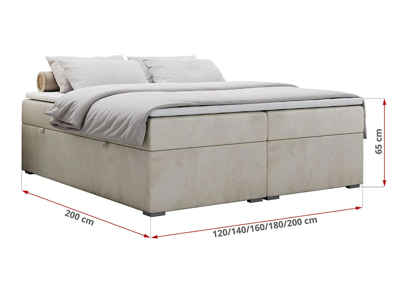 Lit boxspring - Dureté H3 + Topper T25 - Beige Velours - 140x200 - BESS