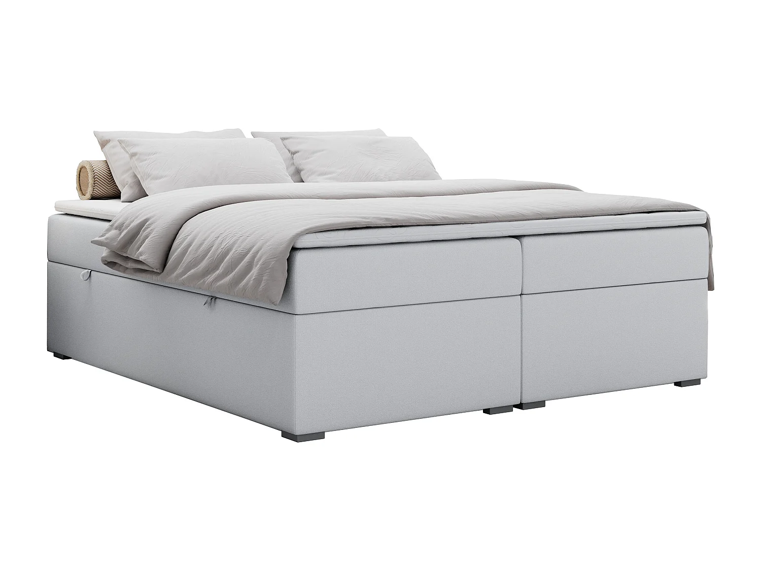 Boxspringbett BESS - Doppelbett mit Stauraum, Polsterbett, Multipocket-Matratzen und Topper - 160x200 cm - H3 - Weiß Kunstleder