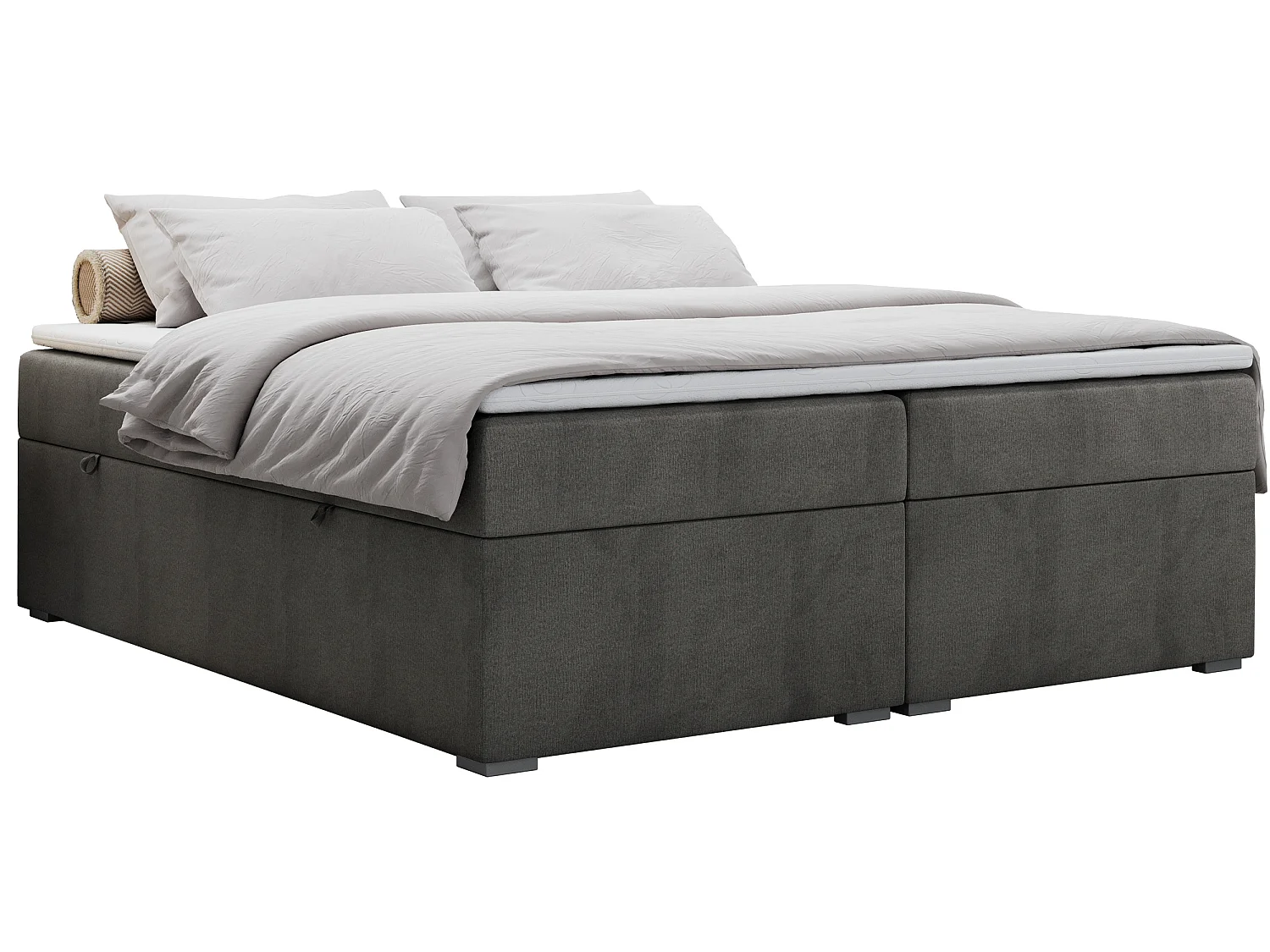 Boxspringbed met hoofdbord H4 + Topper T25 - Antraciet Fluweel - 200x200 - BESS