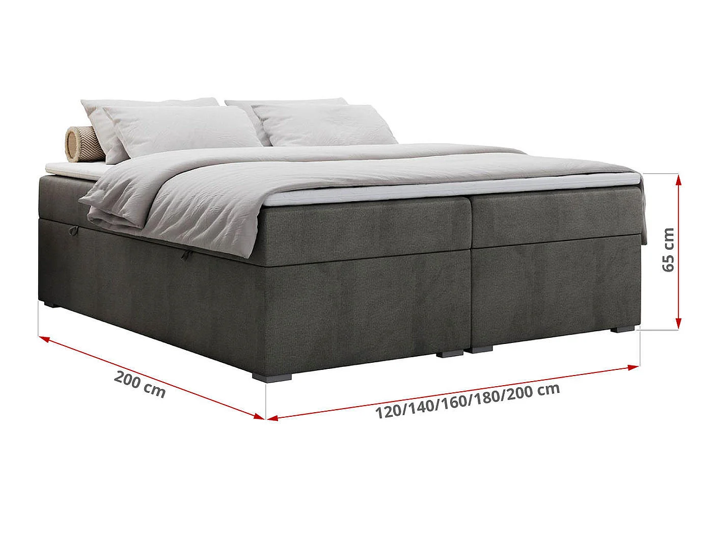 Boxspringbed met hoofdbord H4 + Topper T25 - Antraciet Fluweel - 200x200 - BESS