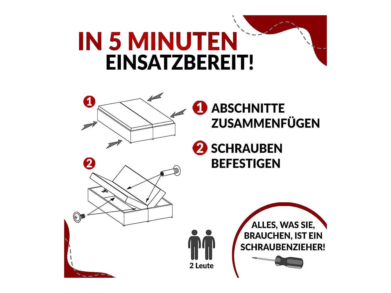 Boxspringbett LESS - Doppelbett mit zwei Bettkästen, 7 Härtezonen Multipocket-Matratzen, hohe Metallbeine - 160x200 cm - H4 - Dunkelgrau Kunstleder