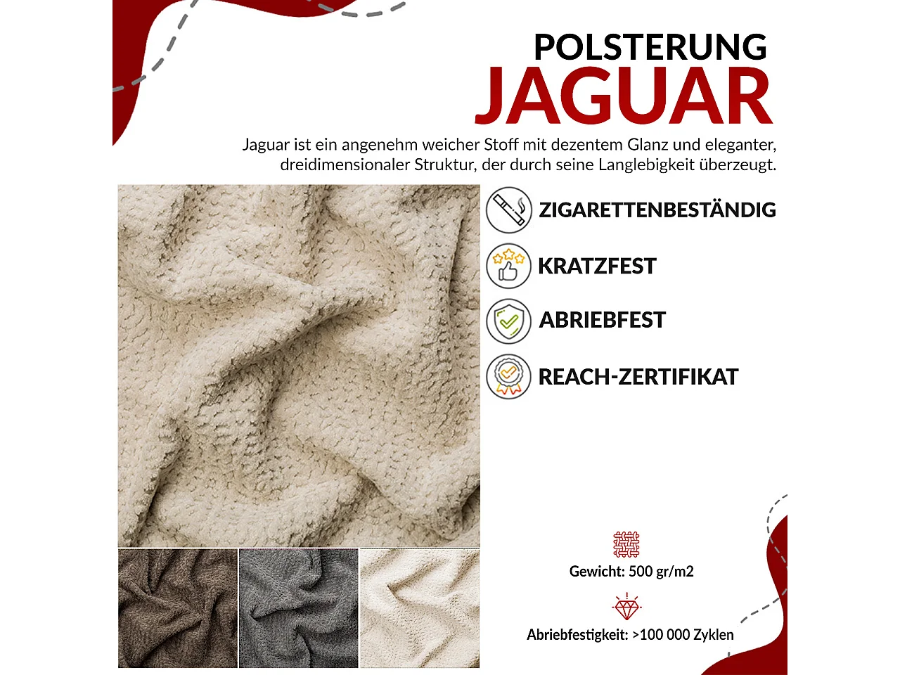 Boxspringbett JAGUAR - Doppelbett mit Multipocket-Matratze und Topper, Struktur dekostoff, zwei Bettkästen - 160x200 cm - H3 - Creme Struktur