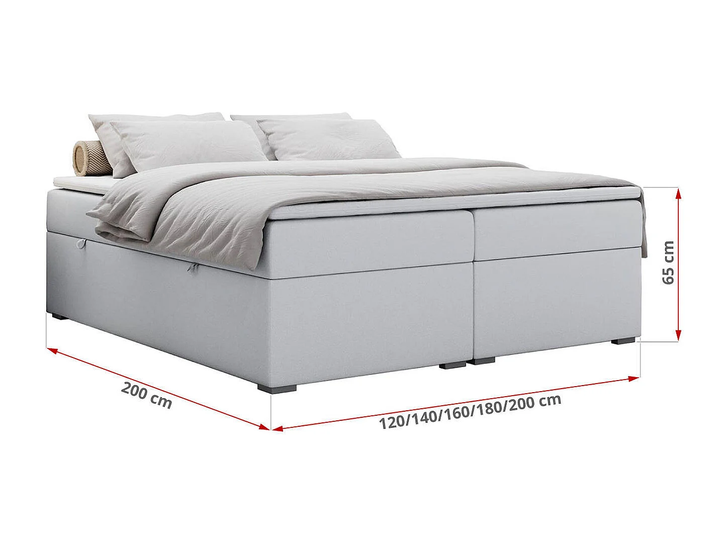 Boxspringbett BESS - Doppelbett mit Stauraum, Polsterbett, Multipocket-Matratzen und Topper - 200x200 cm - H3 - Weiß Kunstleder