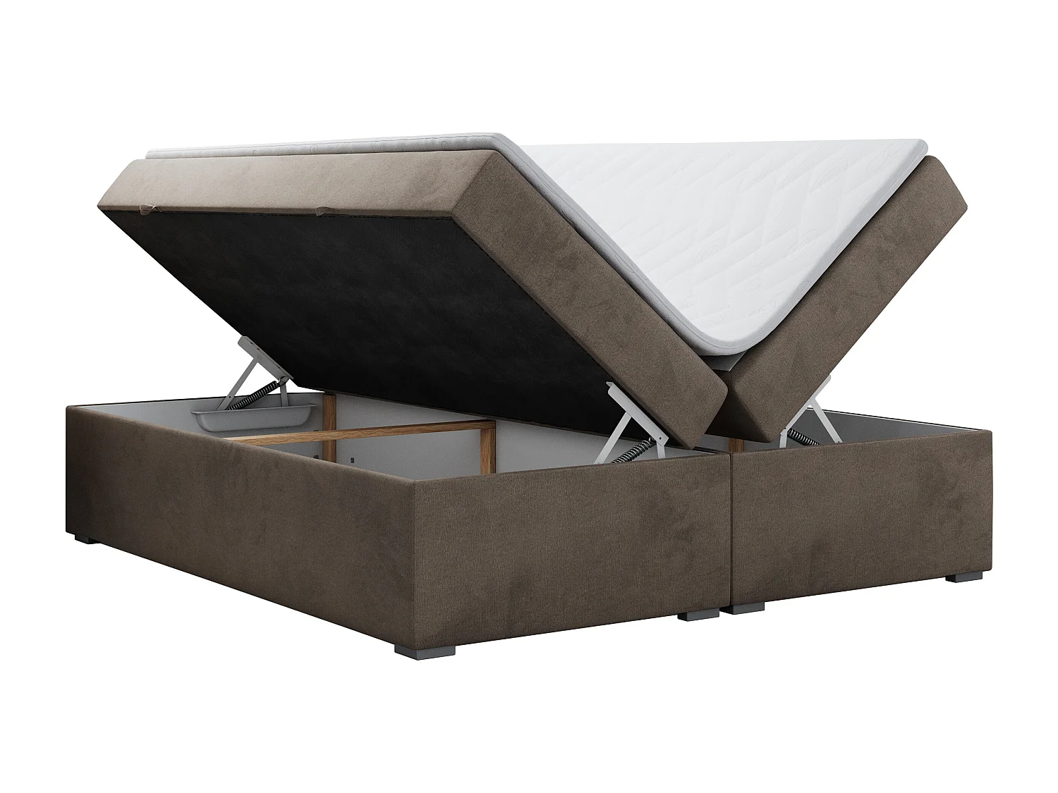 Boxspringbett BESS - Doppelbett mit Stauraum, Polsterbett, Multipocket-Matratzen und Topper - 180x200 cm - H3 - Braun Velvet