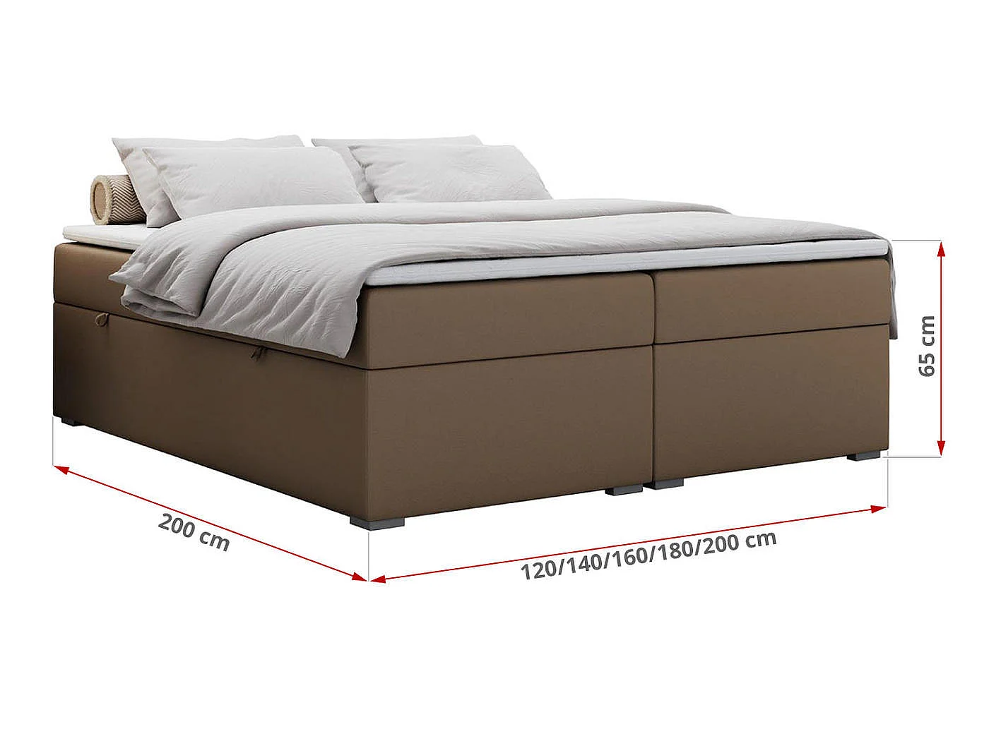 Lit boxspring - Dureté H3 + Topper T25 - Marron Similicuir - 140x200 - BESS