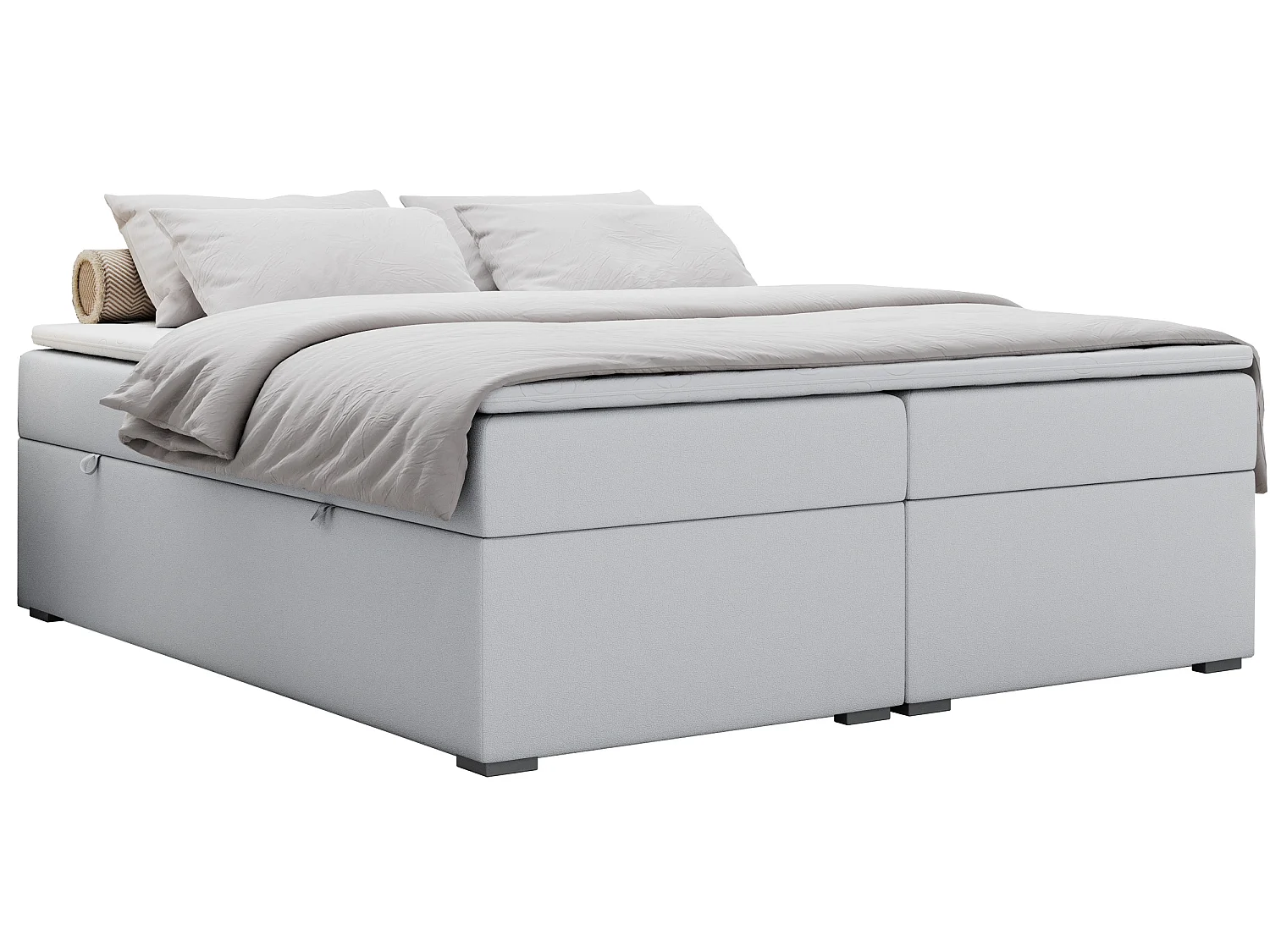 Boxspringbed met hoofdbord H4 + Topper T25 - Wit Kunstleer - 120x200 - BESS