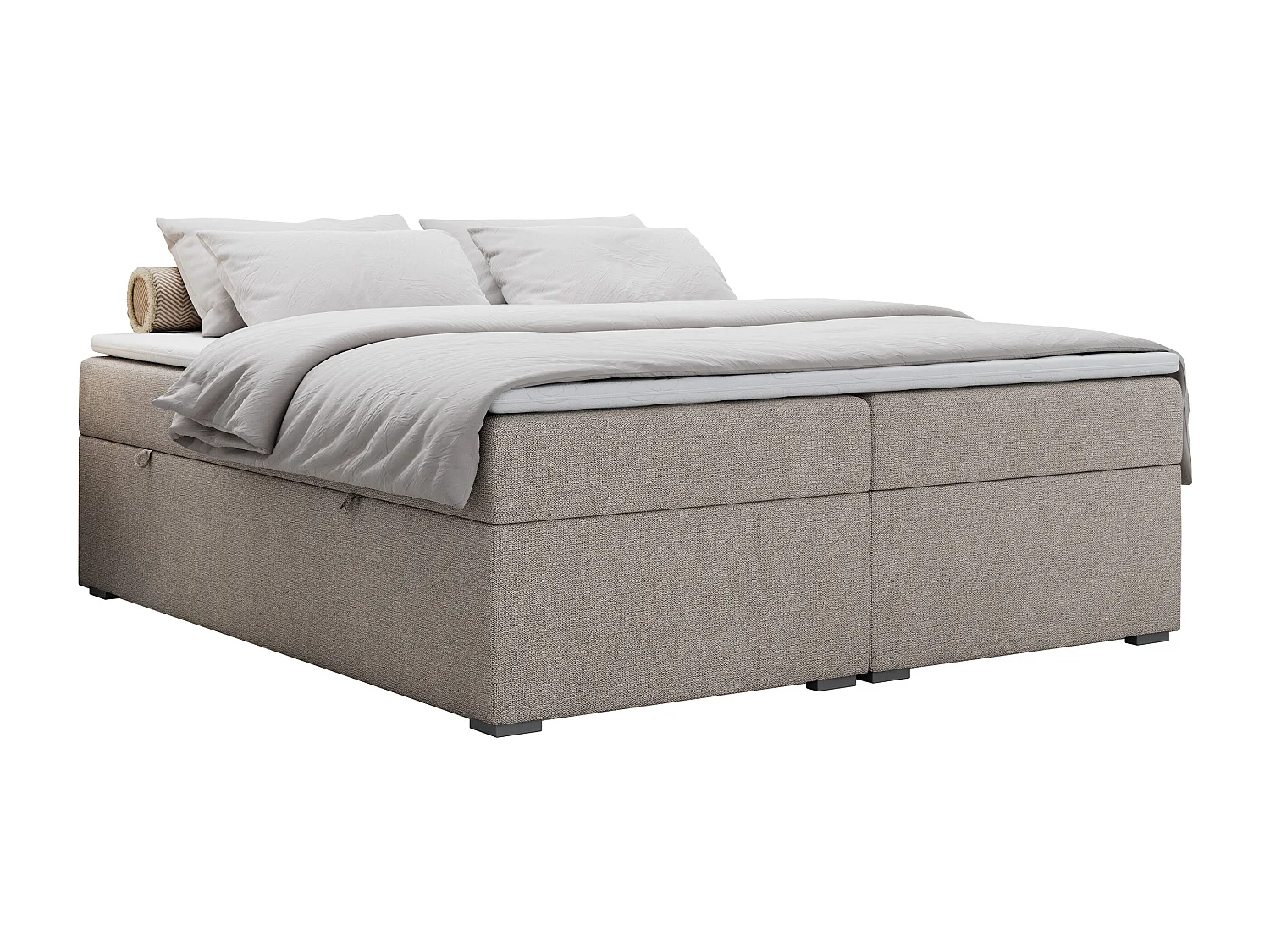 Boxspringbett BESS - Doppelbett mit Stauraum, Polsterbett, Multipocket-Matratzen und Topper - 200x200 cm - H4 - Beige Strukture