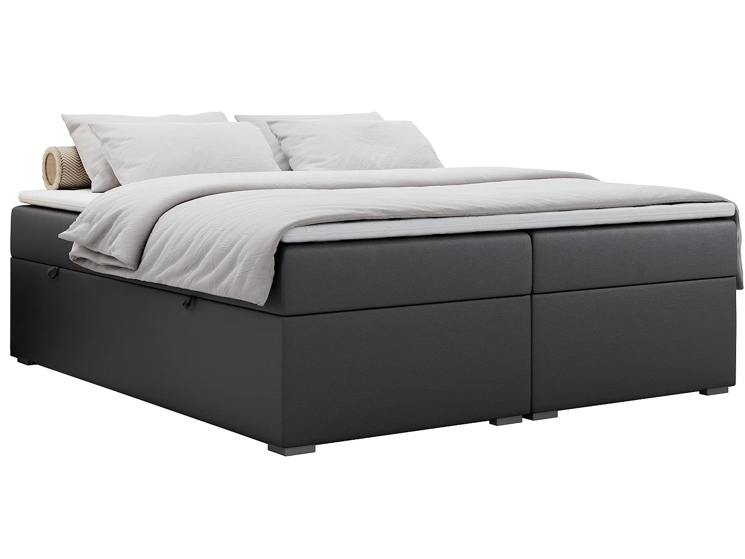 Lit boxspring - Dureté H3 + Topper T25 - Gris foncé Similicuir - 160x200 - BESS