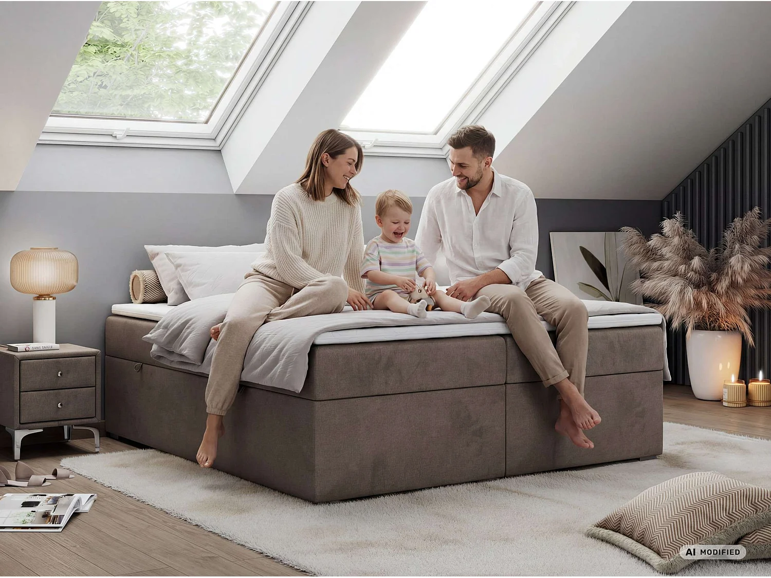 Lit boxspring - Dureté H3 + Topper T25 - Gris foncé Similicuir - 160x200 - BESS