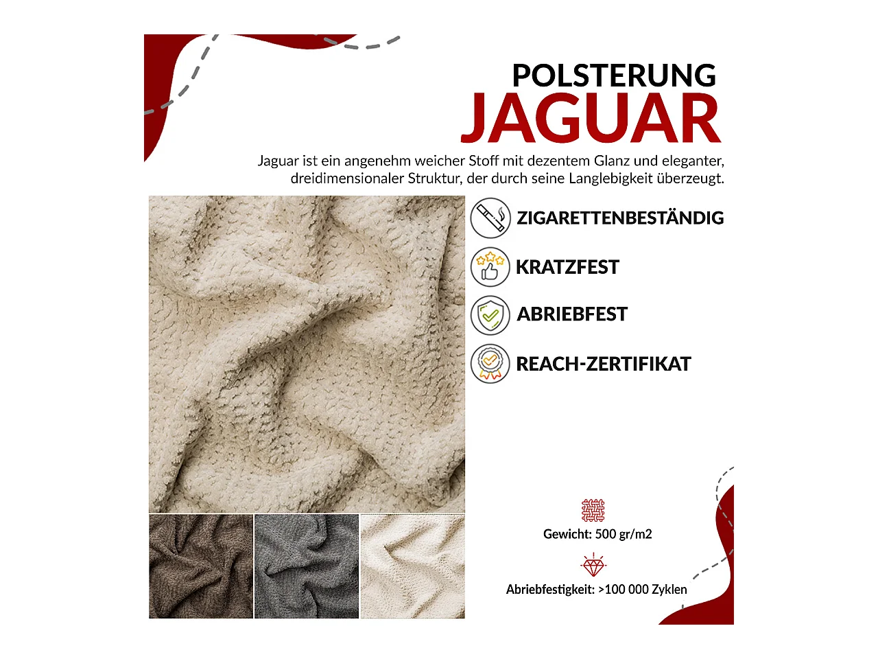 Boxspringbett JAGUAR - Doppelbett mit Multipocket-Matratze und Topper, Struktur dekostoff, zwei Bettkästen - 180x200 cm - H4 - Hellbeige Struktur