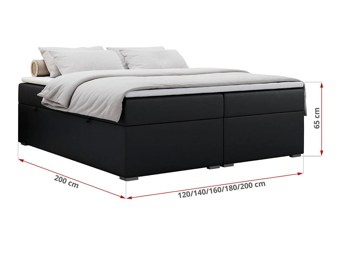 Lit boxspring - Dureté H3 + Topper T25 - Noir Similicuir - 180x200 - BESS