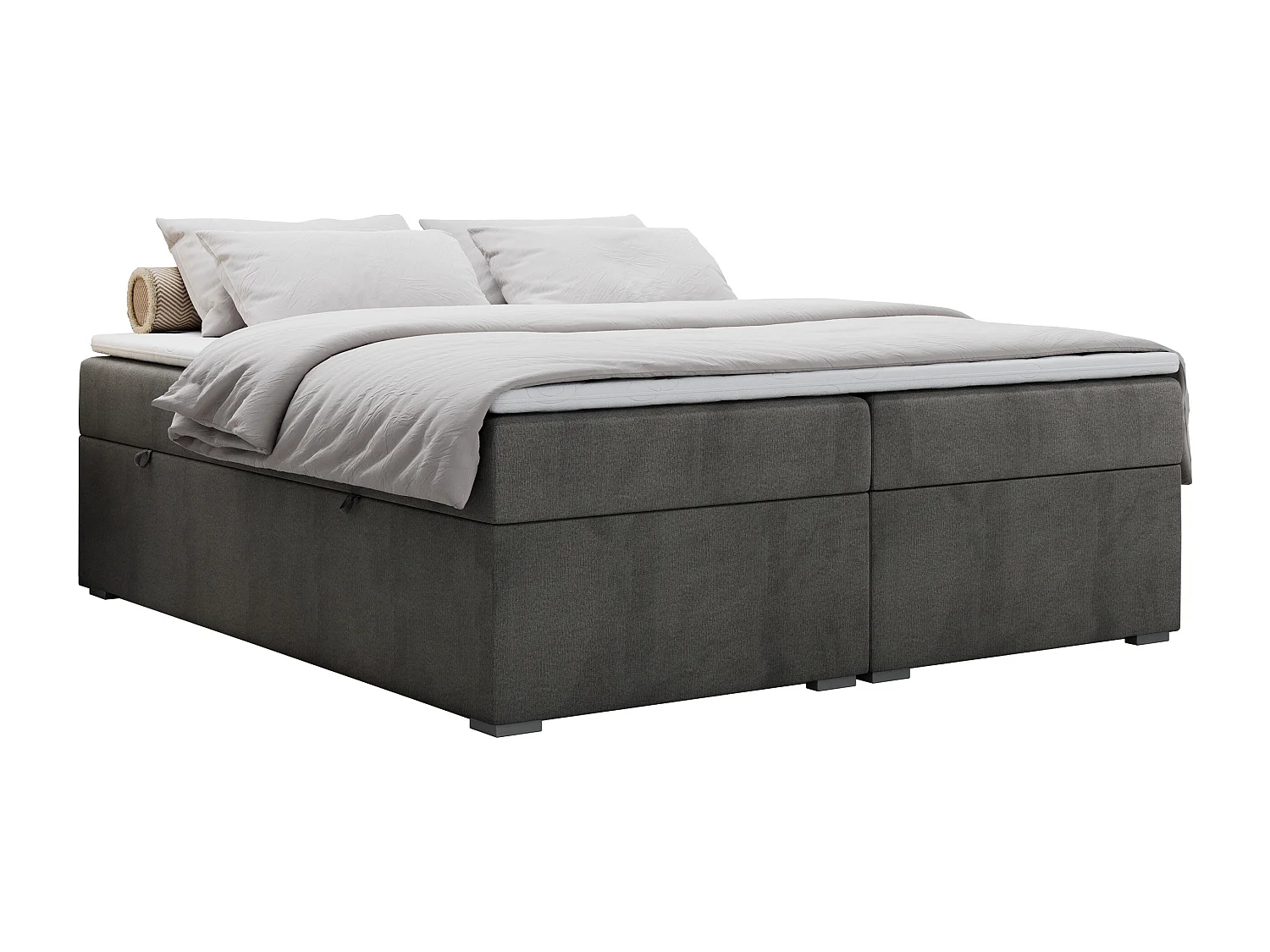 Boxspringbett BESS - Doppelbett mit Stauraum, Polsterbett, Multipocket-Matratzen und Topper - 120x200 cm - H4 - Dunkelgrau Velvet