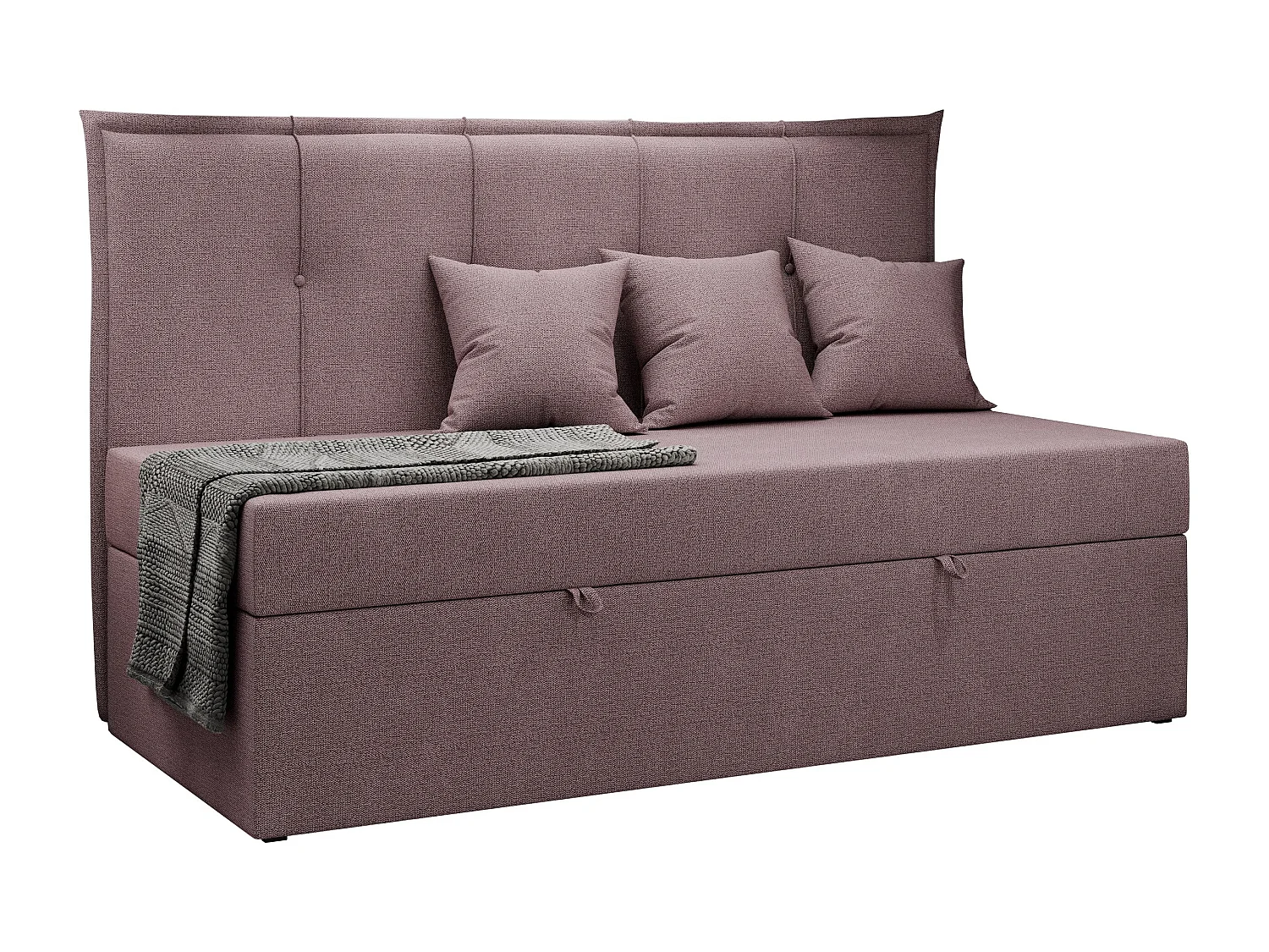 Kinderbett BANCO - Einzelbett für Jugendliche, Set mit Kopfteil und Matratze, Boxspringbett, Bettkasten - 90x200 cm - Rosa Strukture