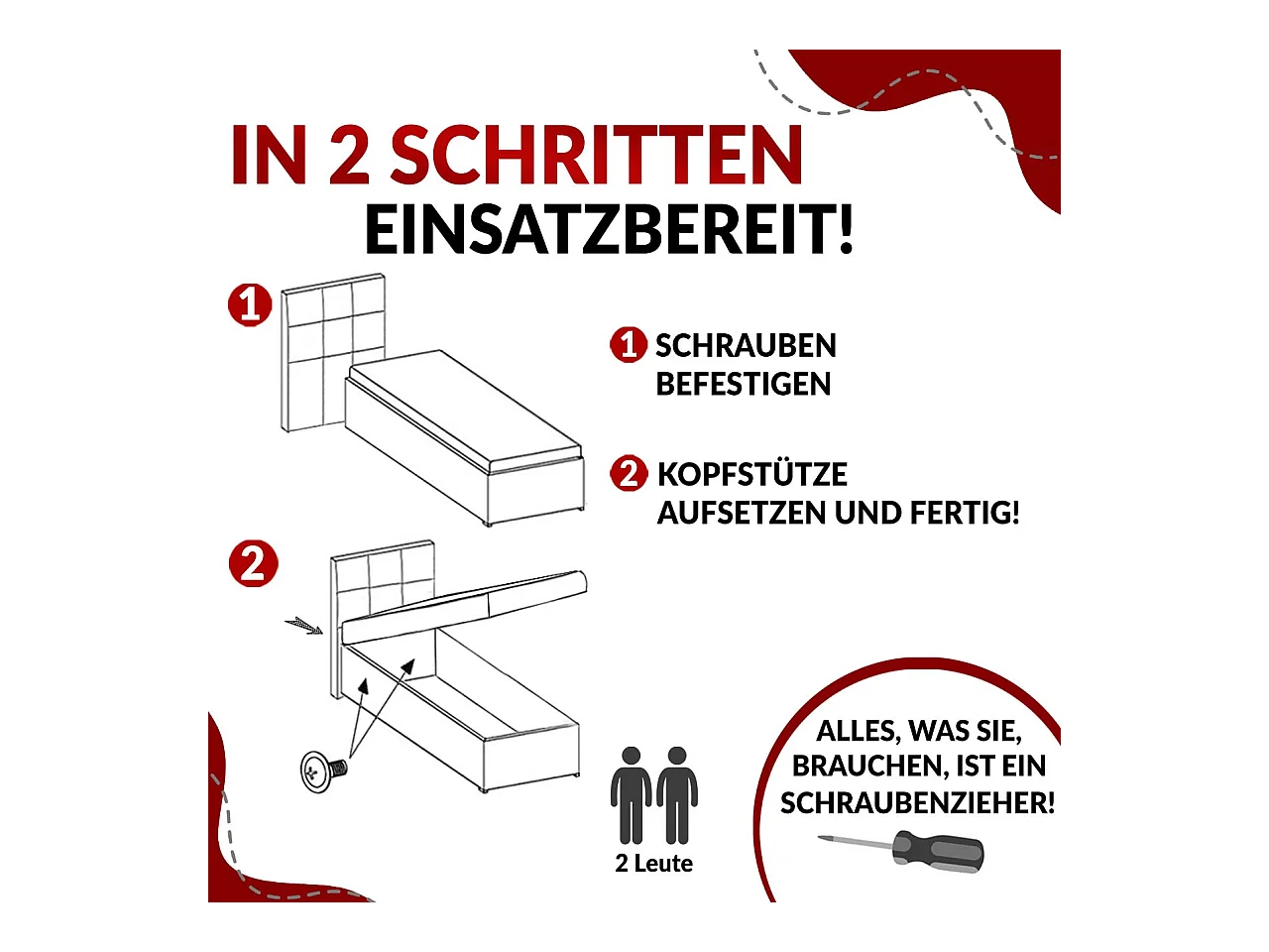 Kinderbett FLOW - Boxspringbett mit Stauraum, Einzelbett für Jugendliche, Bettkasten und hohe Kopfteil - 90x180 cm - Beige Strukture