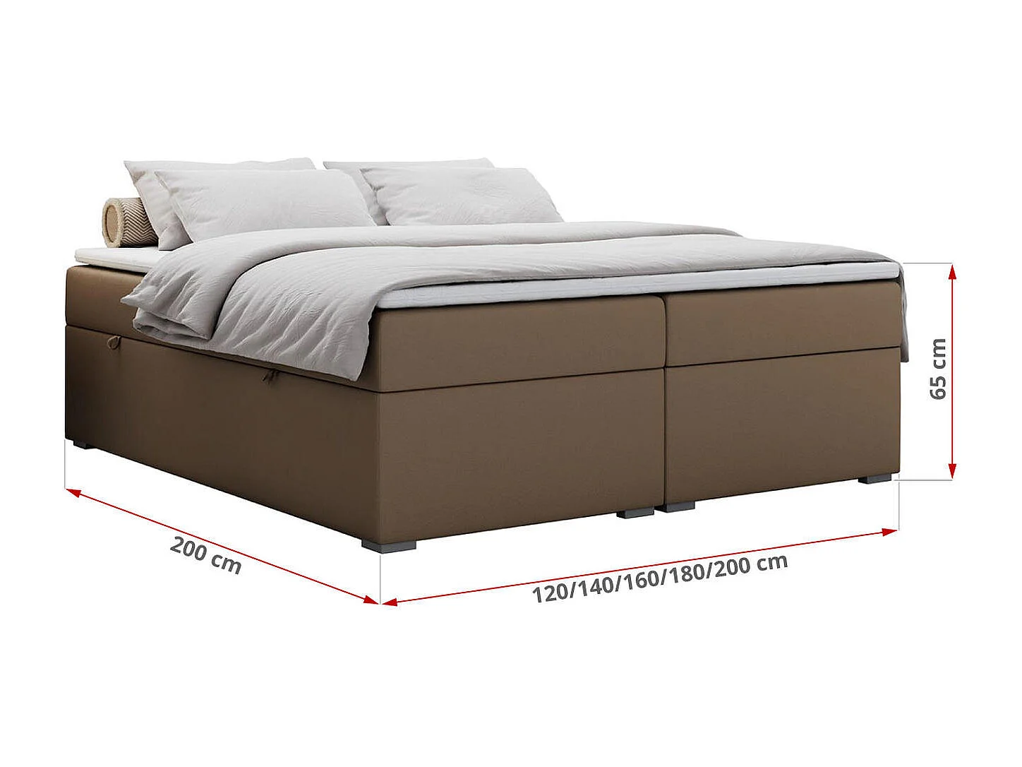 Boxspringbett BESS - Doppelbett mit Stauraum, Polsterbett, Multipocket-Matratzen und Topper - 180x200 cm - H3 - Braun Kunstleder
