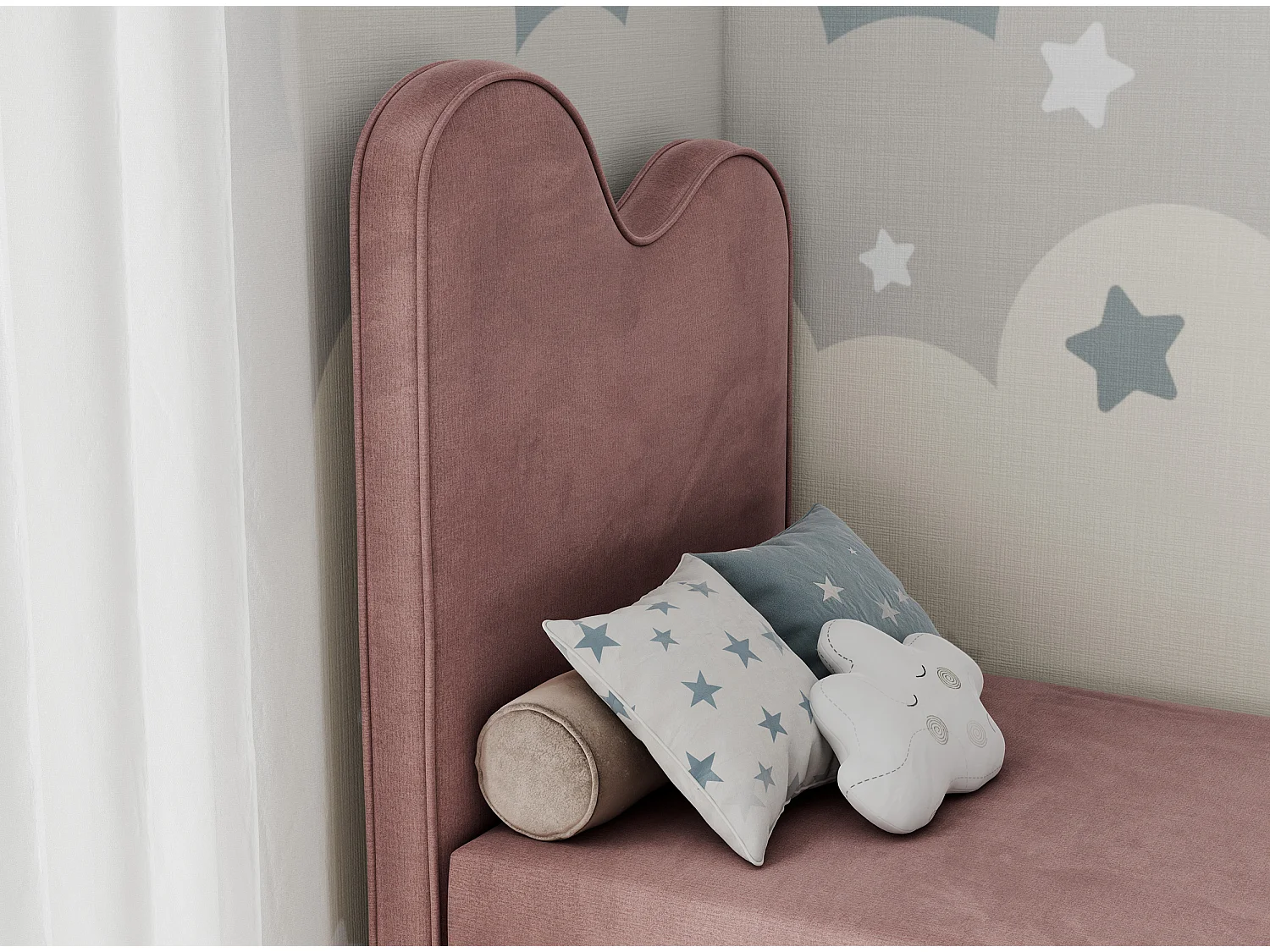 Kinderbett FLOW - Boxspringbett mit Stauraum, Einzelbett für Jugendliche, Bettkasten und hohe Kopfteil - 90x180 cm - Rosa Velvet