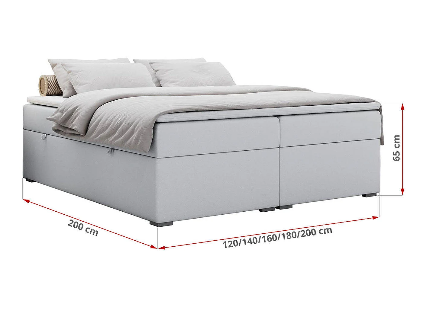 Boxspringbed met hoofdbord H3 + Topper T25 - Wit Kunstleer - 140x200 - BESS