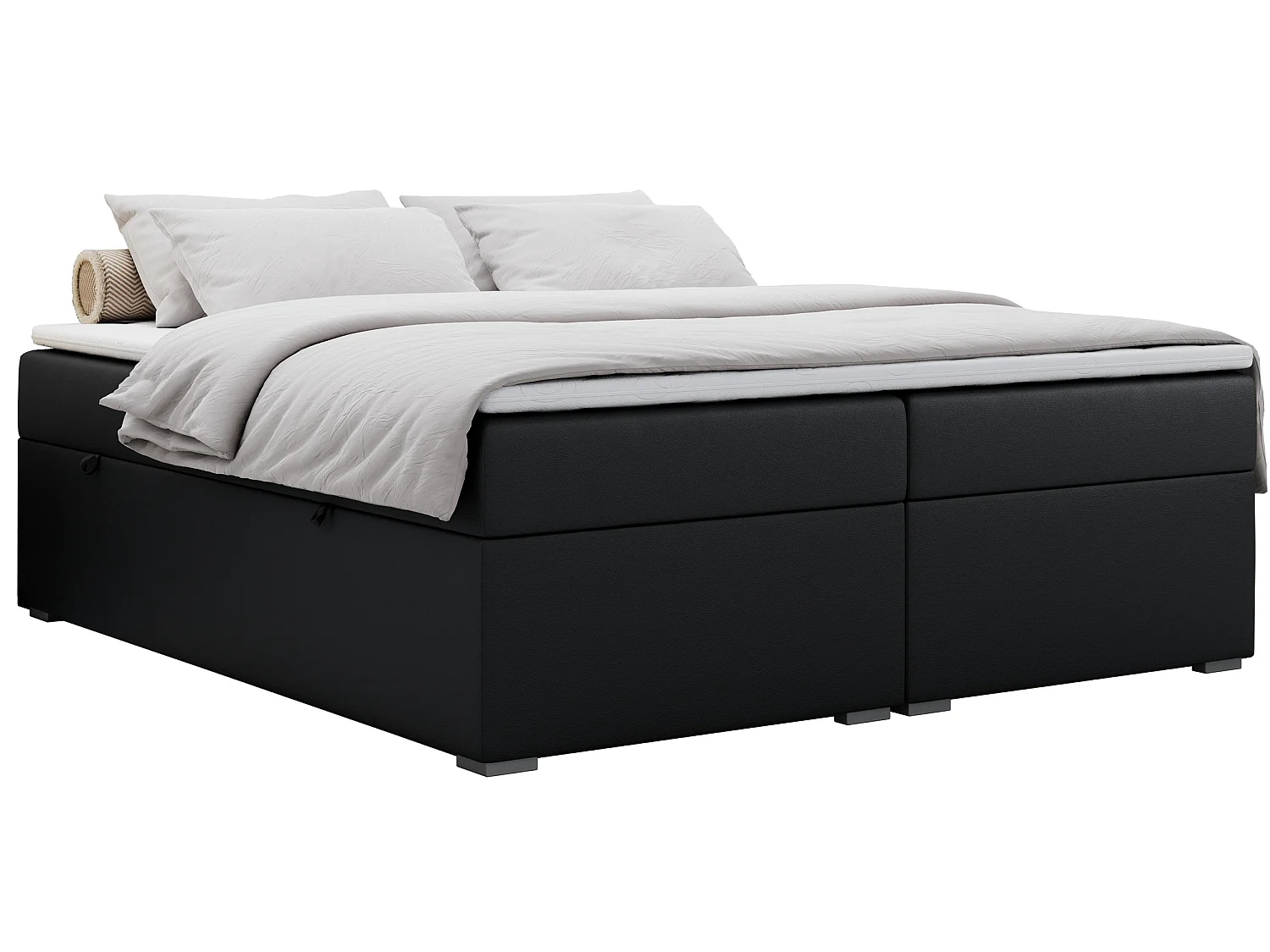 Lit boxspring - Dureté H4 + Topper T25 - Noir Similicuir - 200x200 - BESS