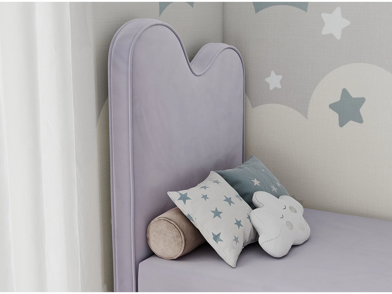 Kinderbett FLOW - Boxspringbett mit Stauraum, Einzelbett für Jugendliche, Bettkasten und hohe Kopfteil - 90x180 cm - Violett Velvet