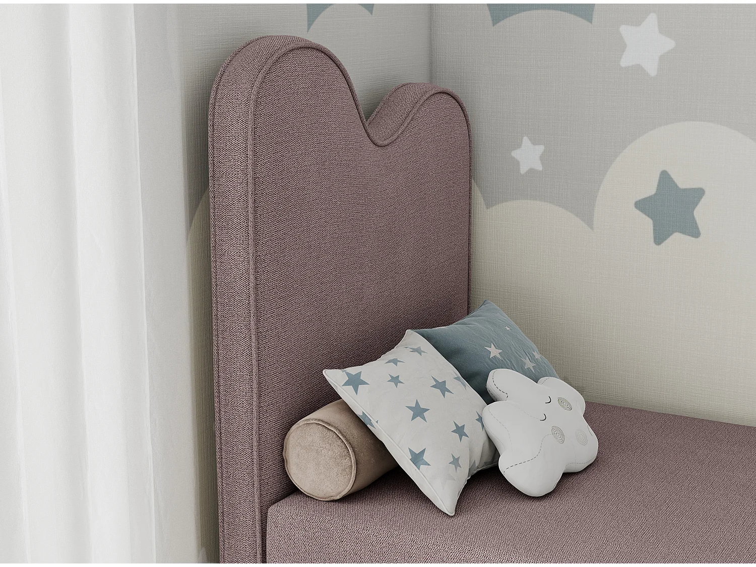 Kinderbett FLOW - Boxspringbett mit Stauraum, Einzelbett für Jugendliche, Bettkasten und hohe Kopfteil - 90x180 cm - Rosa Strukture