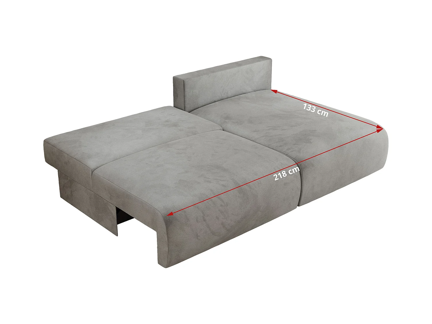 Ecksofa VIVO - L-form Couch mit Schlaffunktion und Bettkasten, Wellenfeder - Hellgrau Velvet - Ecke Links
