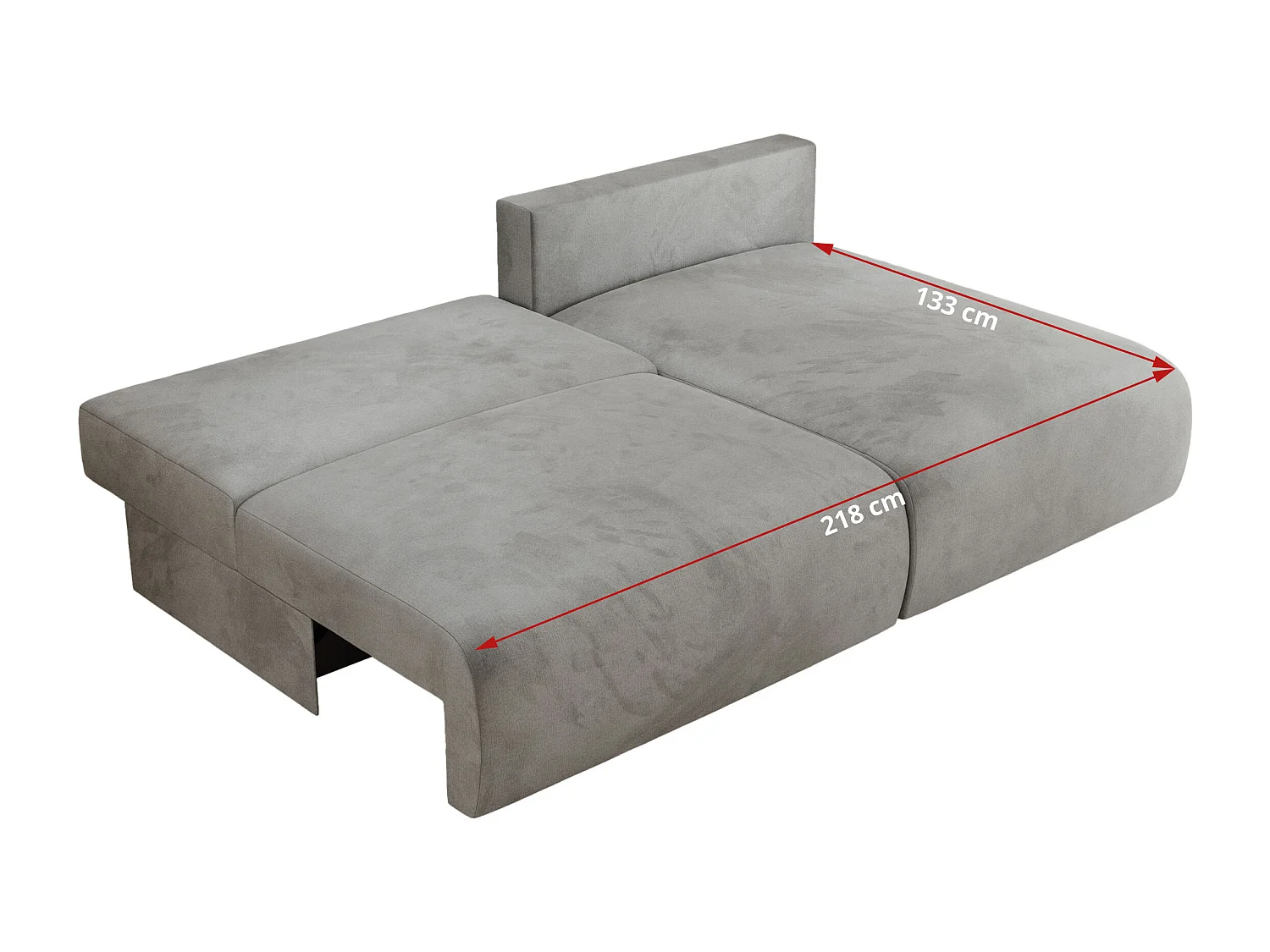 Ecksofa VIVO - L-form Couch mit Schlaffunktion und Bettkasten, Wellenfeder - Hellgrau Velvet - Ecke Links