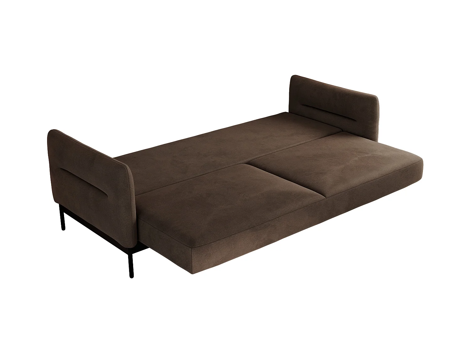 Ecksofa SALENTO - mit Metallbeine, Schlafsofa, mobilen Fußhocker, lose Kissen - Braun Velvet