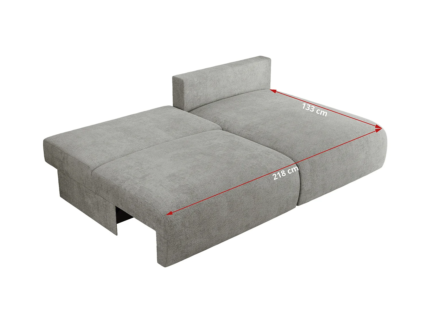 Ecksofa VIVO - L-form Couch mit Schlaffunktion und Bettkasten, Wellenfeder - Hellgrau Struktur - Ecke Rechts